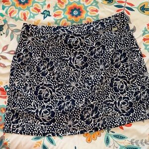 Rafaella Navy and White Floral Skort